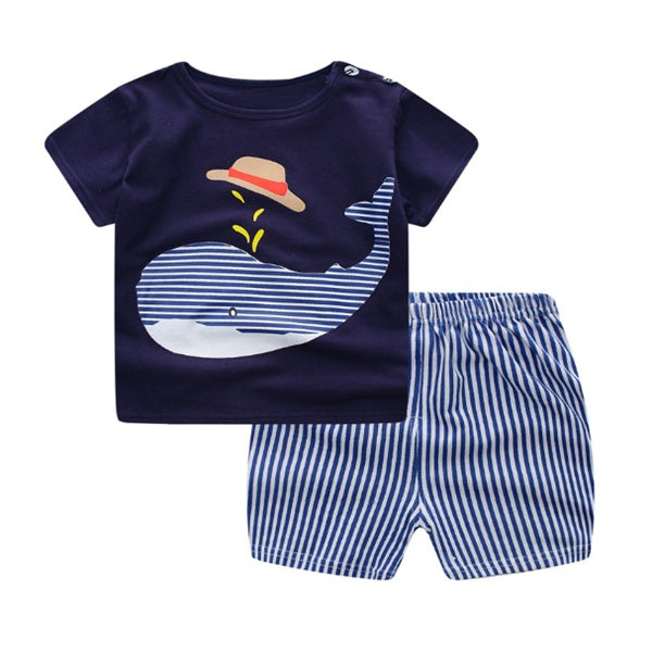 Baby-Sommerbekleidungsset mit T-Shirt im Cartoon-Design (für Jungen und Mädchen)