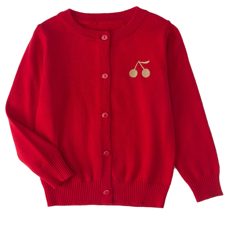 Mädchen-Pullover aus Baumwolle mit Kirschmotiv