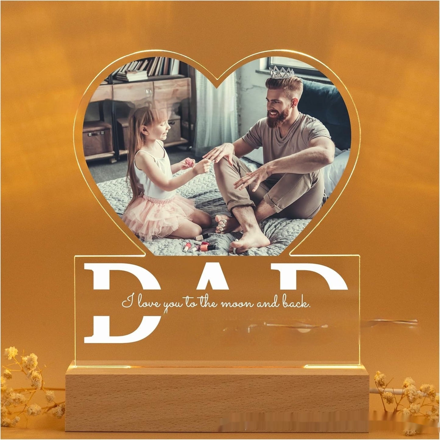 Personalisierbares Valentinstags-Nachtlicht aus Acryl mit Farbdruck und Foto