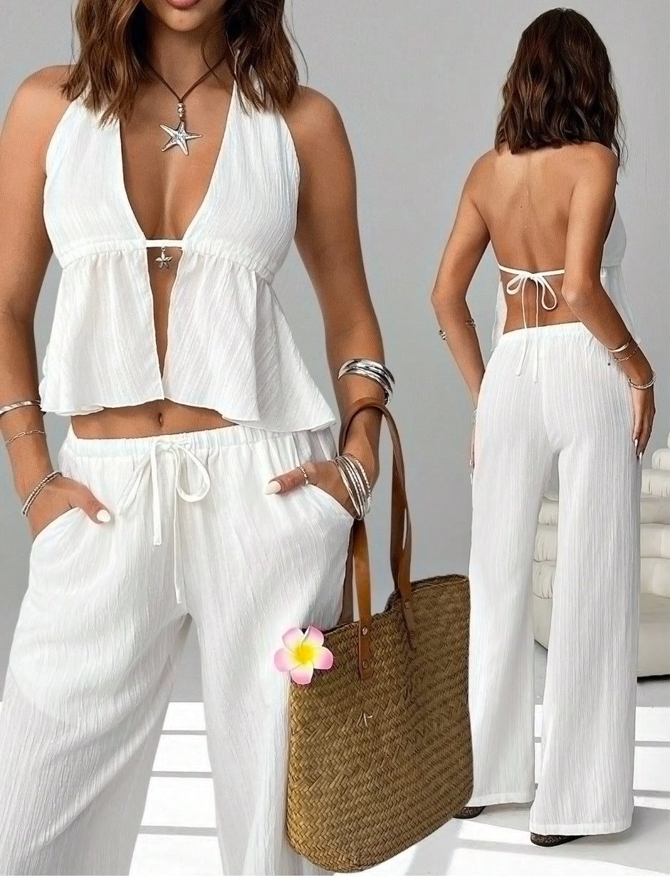 Damen-Set mit Neckholder-Top – ärmellos, rückenfrei, figurbetont