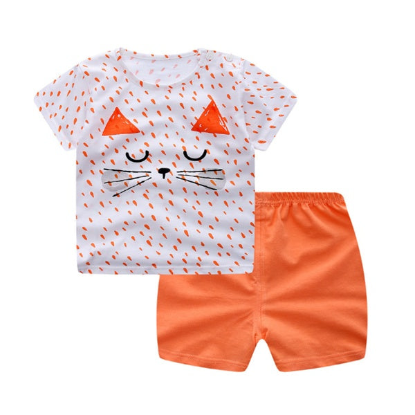 Baby-Sommerbekleidungsset mit T-Shirt im Cartoon-Design (für Jungen und Mädchen)