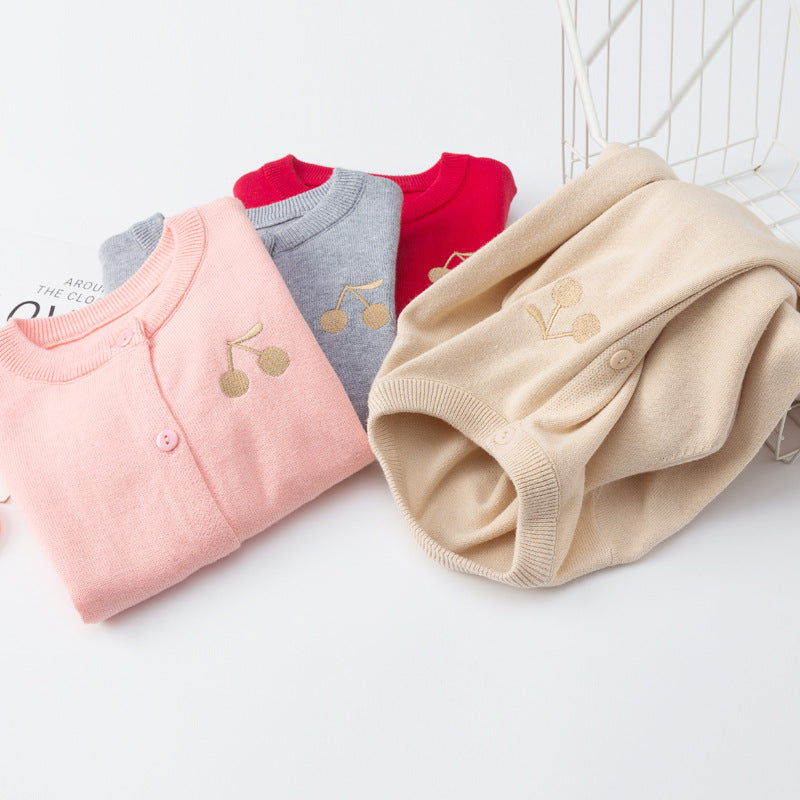 Mädchen-Pullover aus Baumwolle mit Kirschmotiv