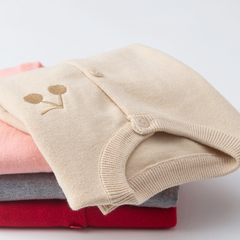 Mädchen-Pullover aus Baumwolle mit Kirschmotiv