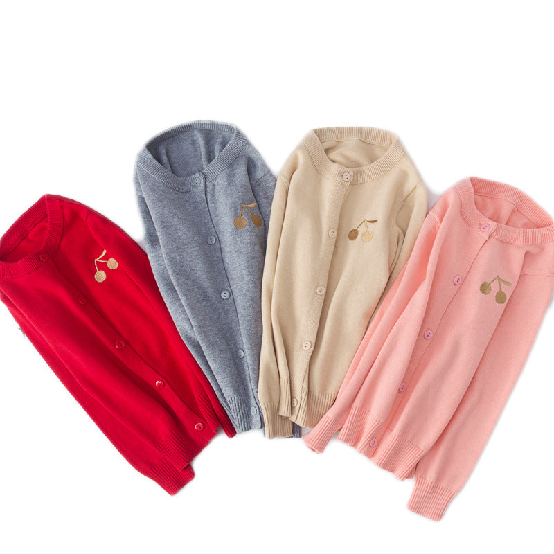 Mädchen-Pullover aus Baumwolle mit Kirschmotiv