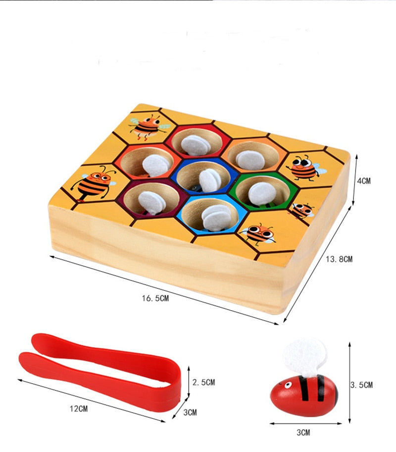 Pädagogisches Montessori-Spiel aus Holz – Bienenstock-Spielbrett
