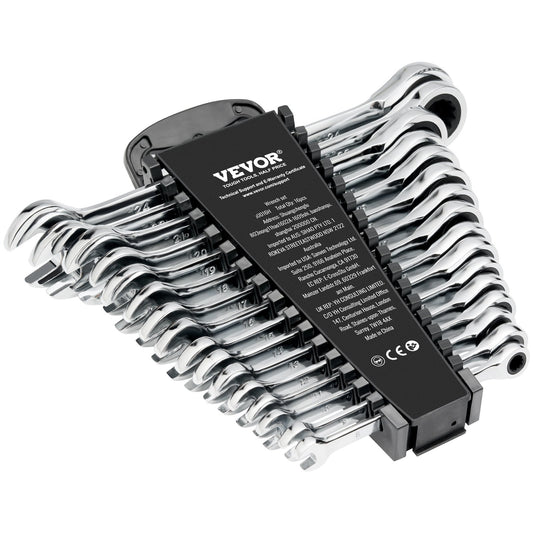 Ringmaulschlüsselsatz, 16-teilig – Ratschenschlüssel aus Cr-V-Stahl (8–24 mm) mit Organizer