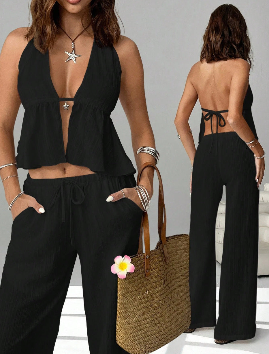 Damen-Set mit Neckholder-Top – ärmellos, rückenfrei, figurbetont