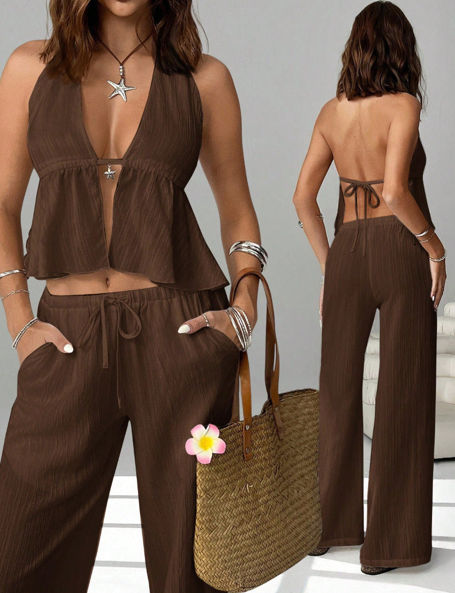 Damen-Set mit Neckholder-Top – ärmellos, rückenfrei, figurbetont