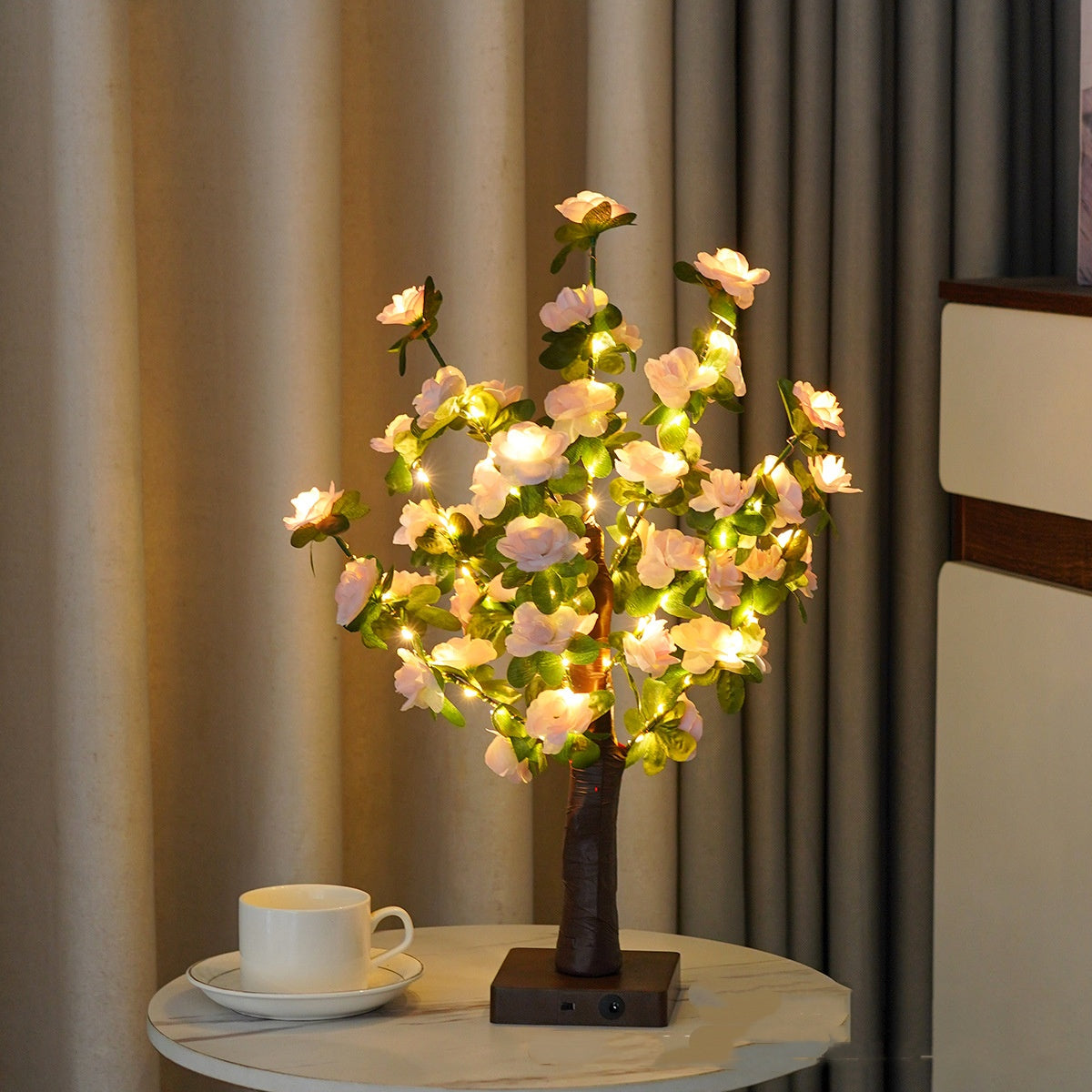 Green Leaf LED Tree Lamp Bedroom Room Decor Table Lamp
