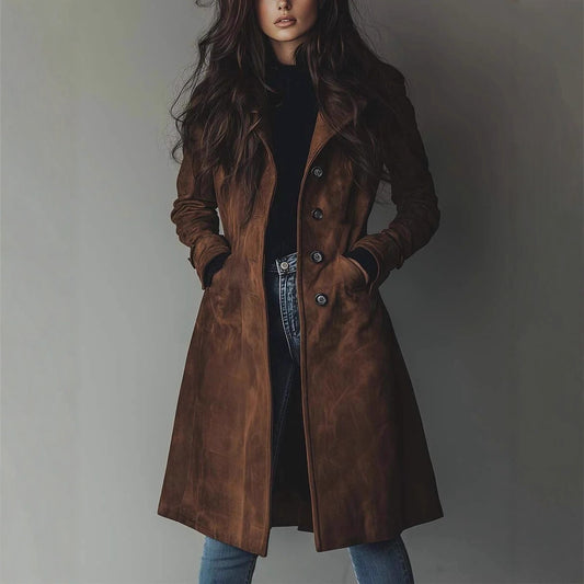 Damen-Trenchcoat im Western-Stil, lang geschnitten