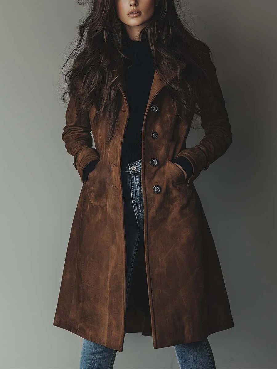 Damen-Trenchcoat im Western-Stil, lang geschnitten