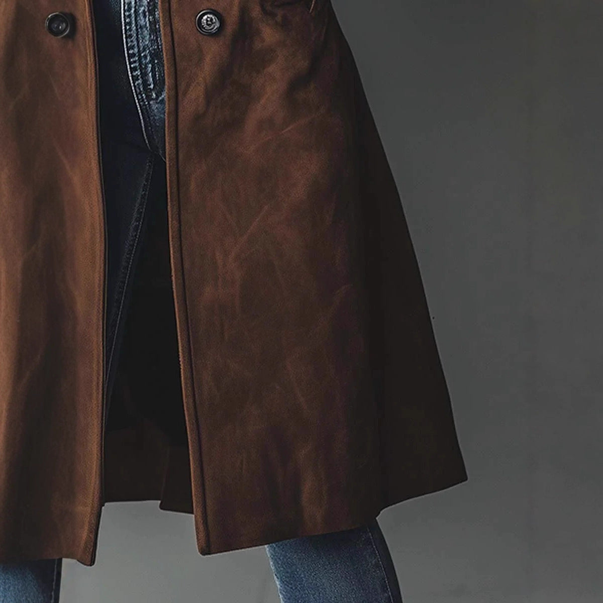 Damen-Trenchcoat im Western-Stil, lang geschnitten