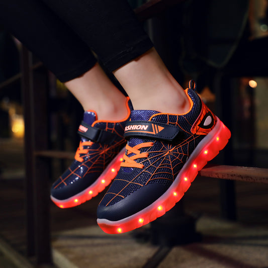 Kinder-LED-Leuchtschuhe (Größe 26–37), USB-aufladbar mit Klettverschluss