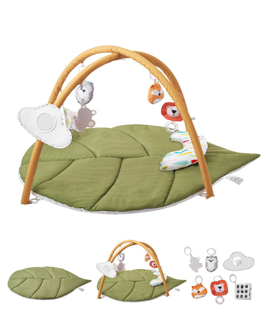 Blattförmige Baby-Erlebnisdecke mit 6 sensorischen Spielzeugen (0–18 Monate)