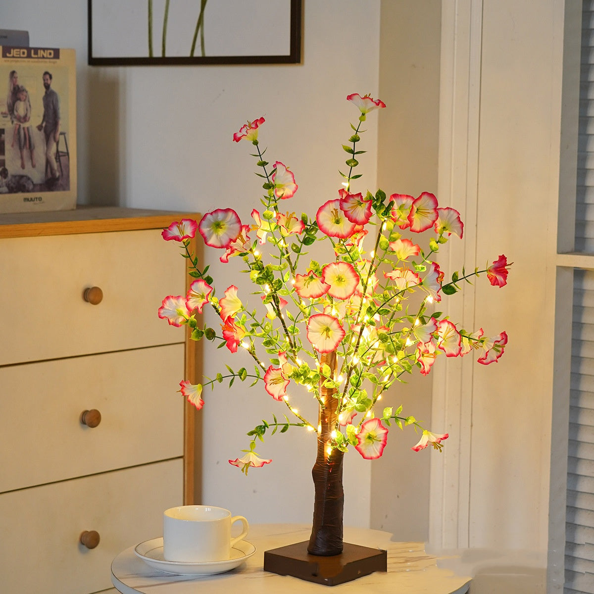 Green Leaf LED Tree Lamp Bedroom Room Decor Table Lamp