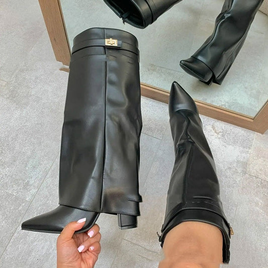 Elegante Winterstiefel für Damen mit Blockabsatz