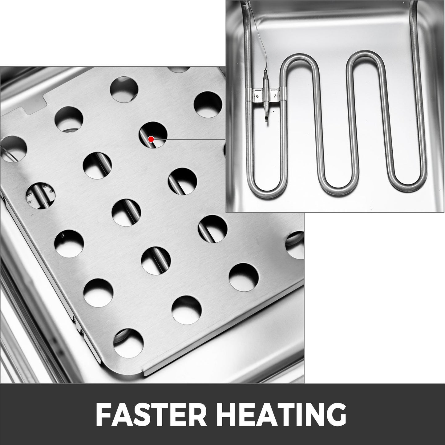 Wunicorn Fritteuse 295 X 235 X 150 Mm Commercial Elektro-Fritteuse Tief, Doppel-Kaltzonen-Fritteuse YB-82 Fritteuse Maschine Silbrig - 6 L + 6 L 5000W 220V Für Schnellrestaurants Snackbars 10 Kg